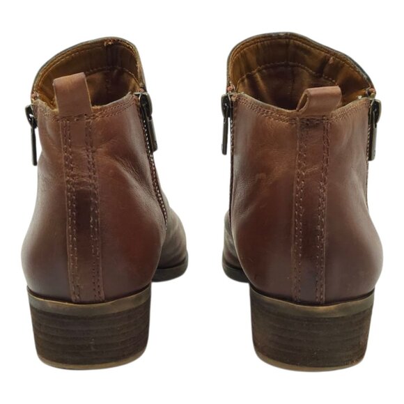 Lucky Brand Basel Ankle Boots Womens 10M Side Zip Toffee Leather Stacked Heel - Picture 4 of 16